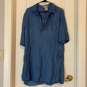 Philosophy Blue Chambray Lyocell Tunic Dress with Pockets Women’s Large
